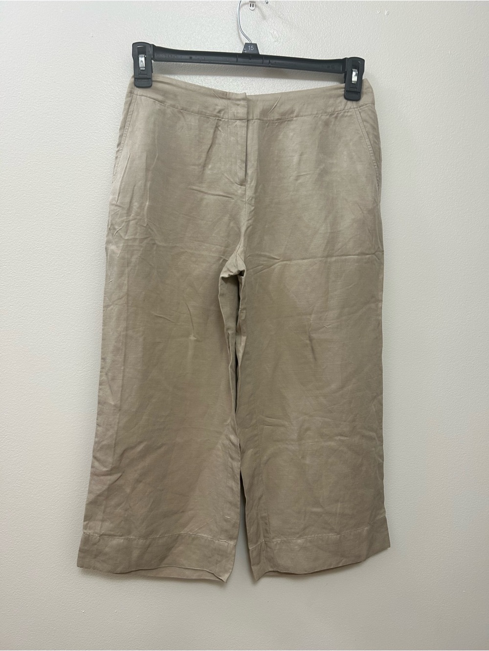 J.Jill Wide-Leg cropped pants in a neutral flax or beige tone Size-4